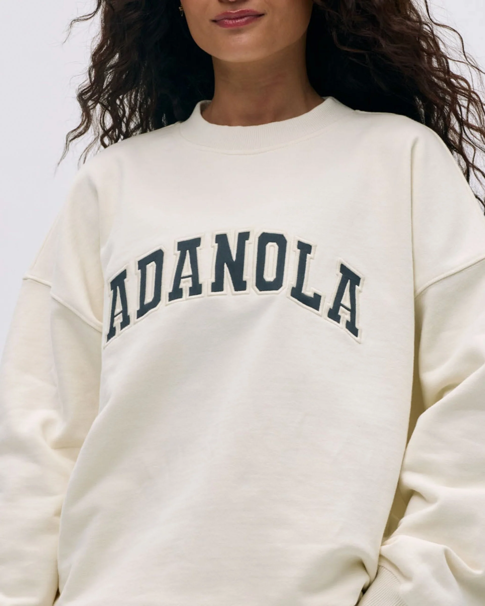 Varsity Oversized Sweatshirt - Marshmallow White/Midnight Blue - Image 3