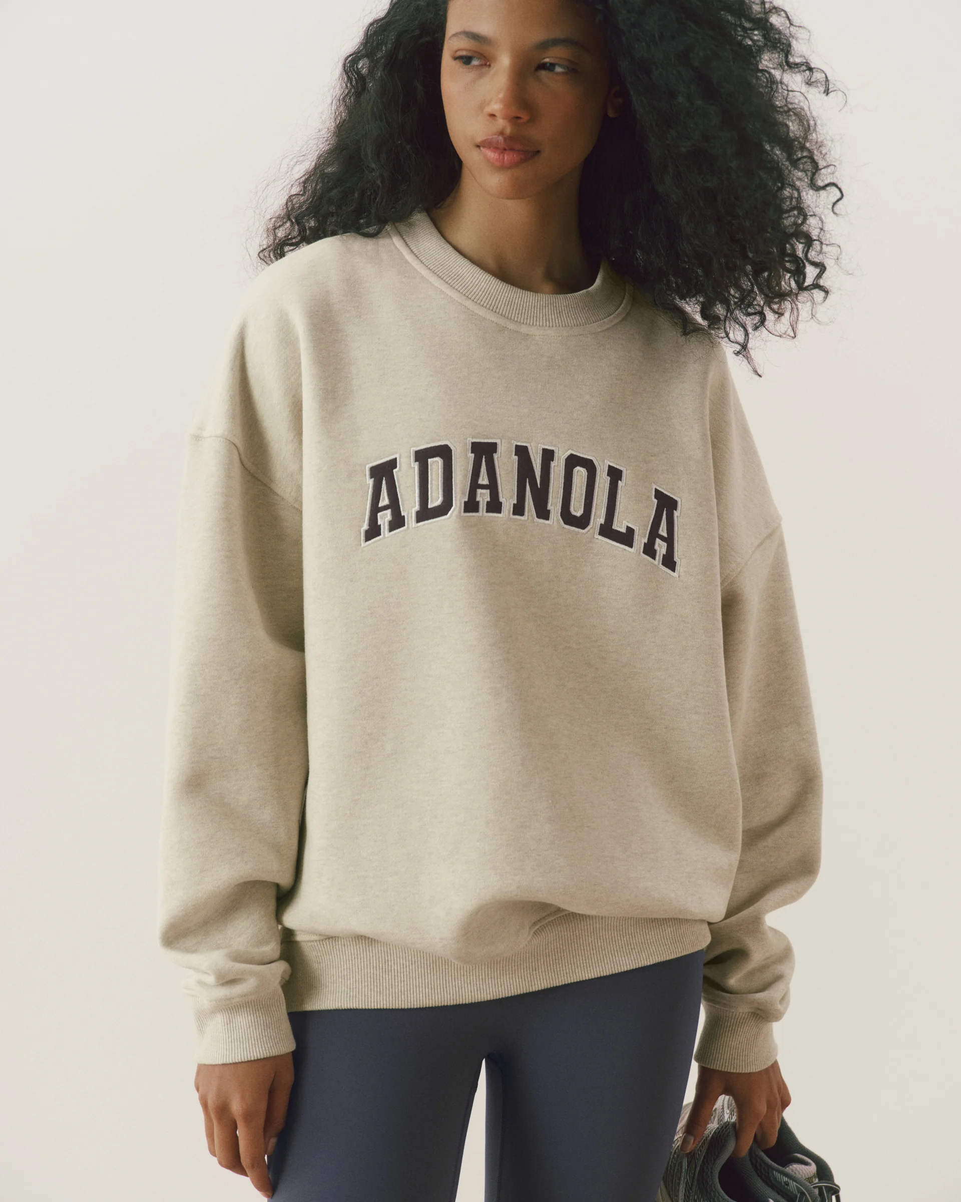 Varsity Oversized Sweatshirt - Oat Melange/Coffee Bean - Image 3