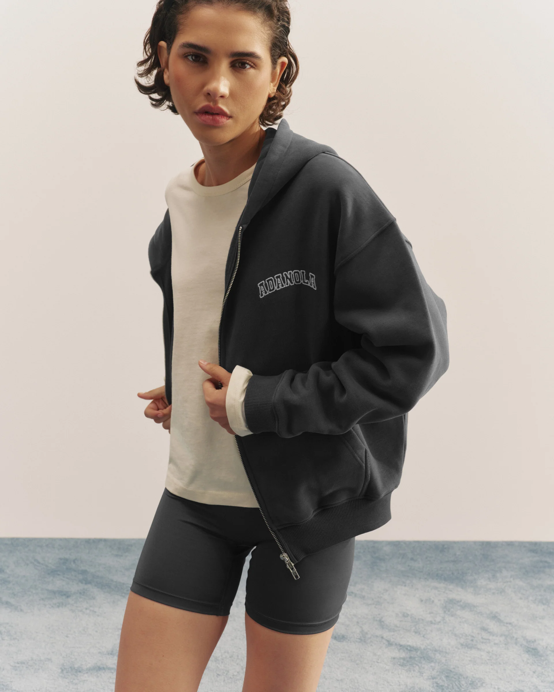 Varsity Relaxed Full Zip Hoodie - Graphite Grey - Image 4