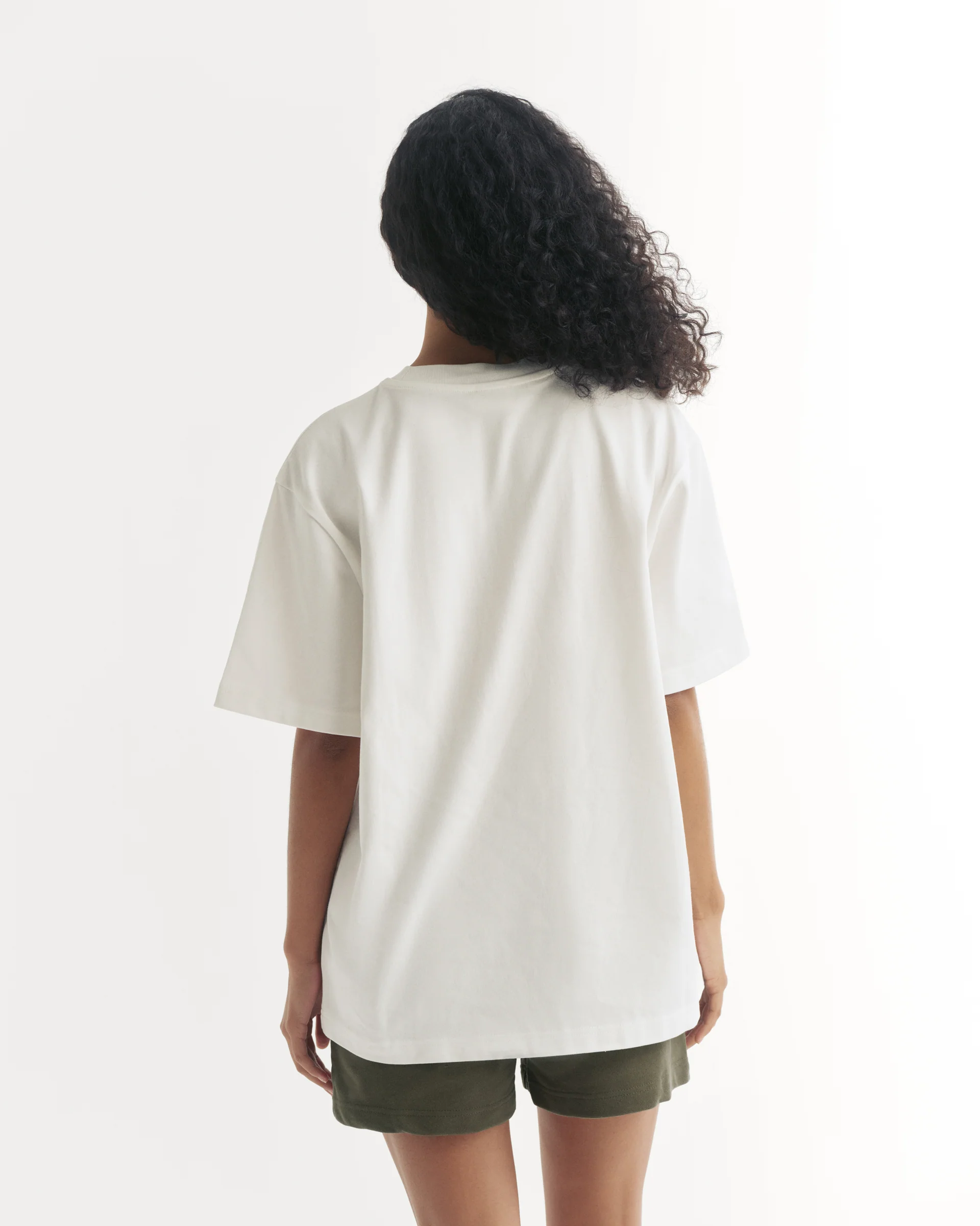 Varsity Short Sleeve Oversized T-shirt - White/Olive Green - Image 2