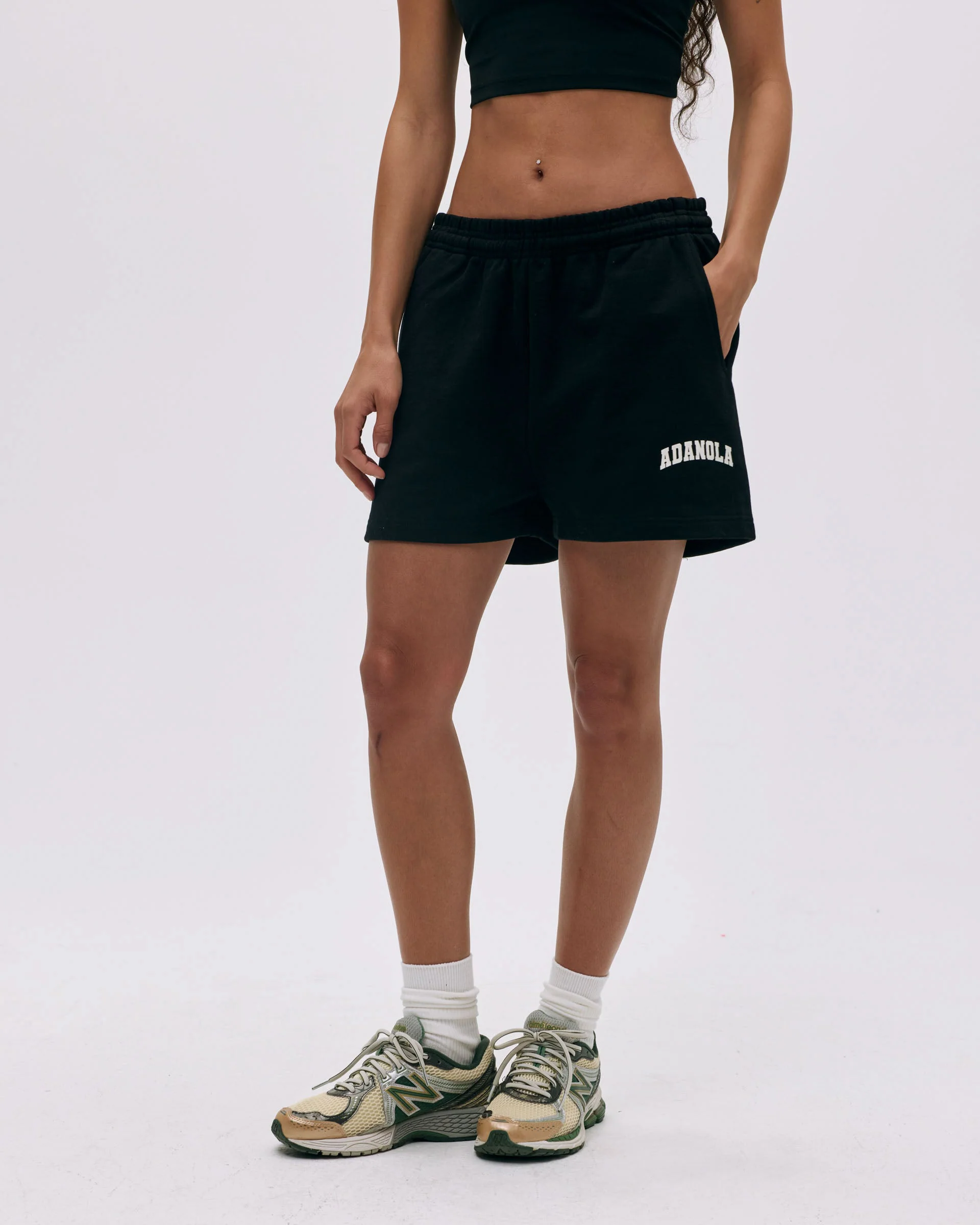 Varsity Sweat Shorts - Black/Marshmallow White - Image 5