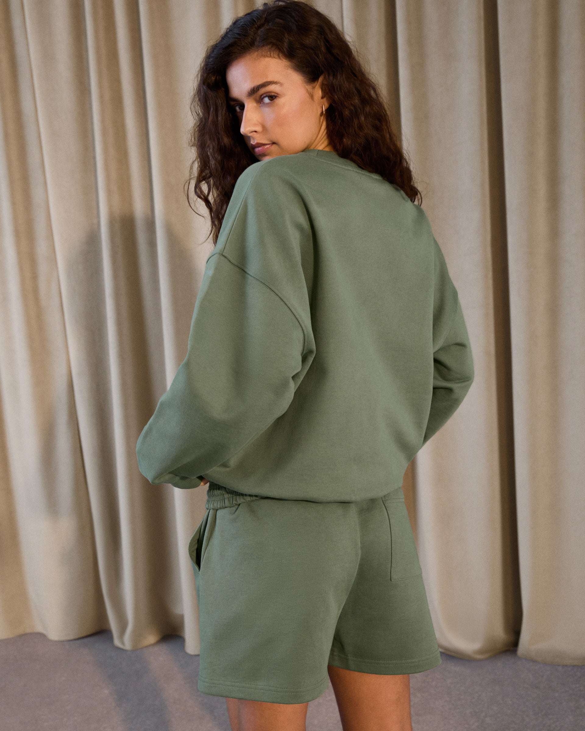 Varsity Sweat Shorts - Eden Green/Marshmallow White - Image 2