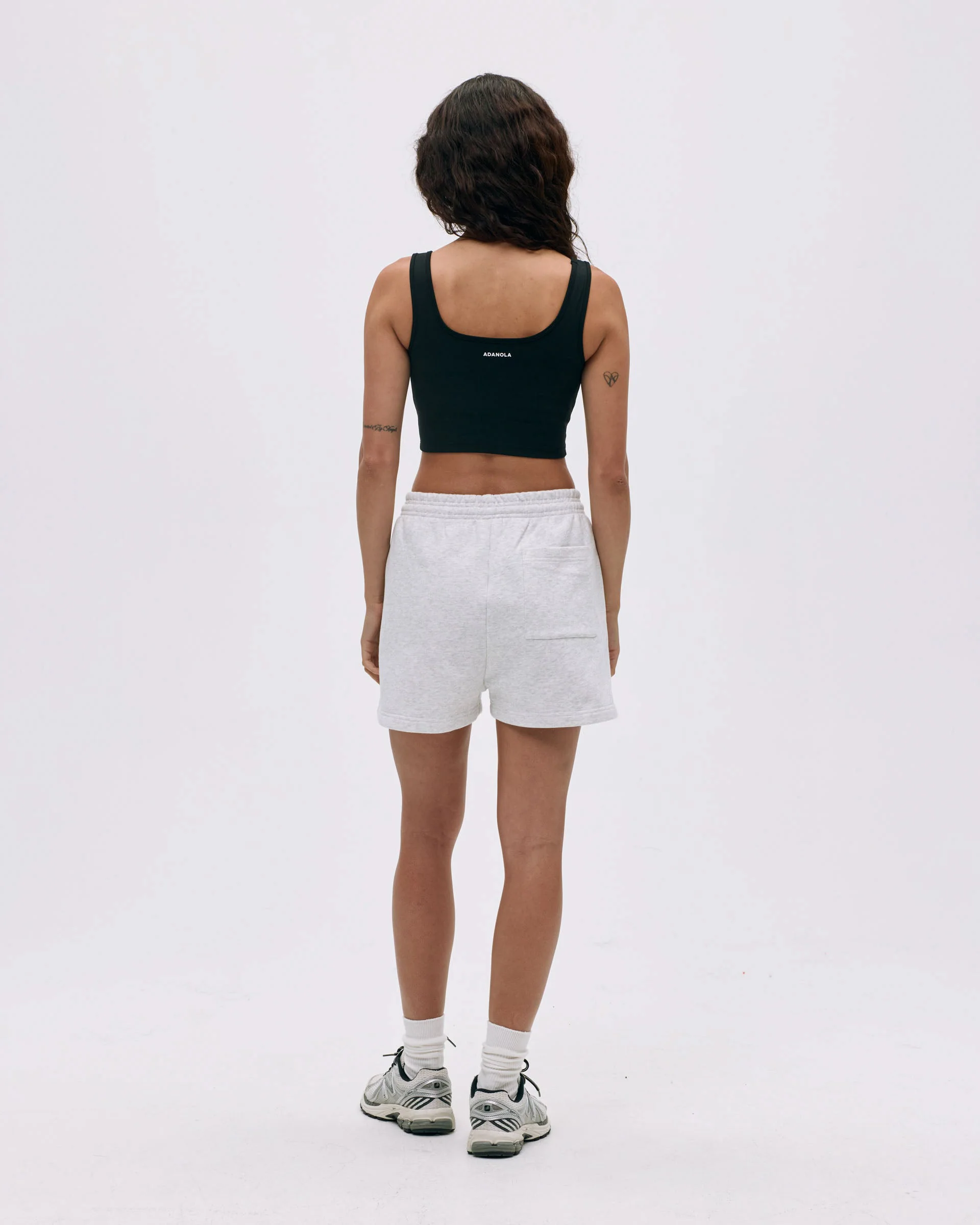 Varsity Sweat Shorts - Light Grey Melange/Black - Image 2