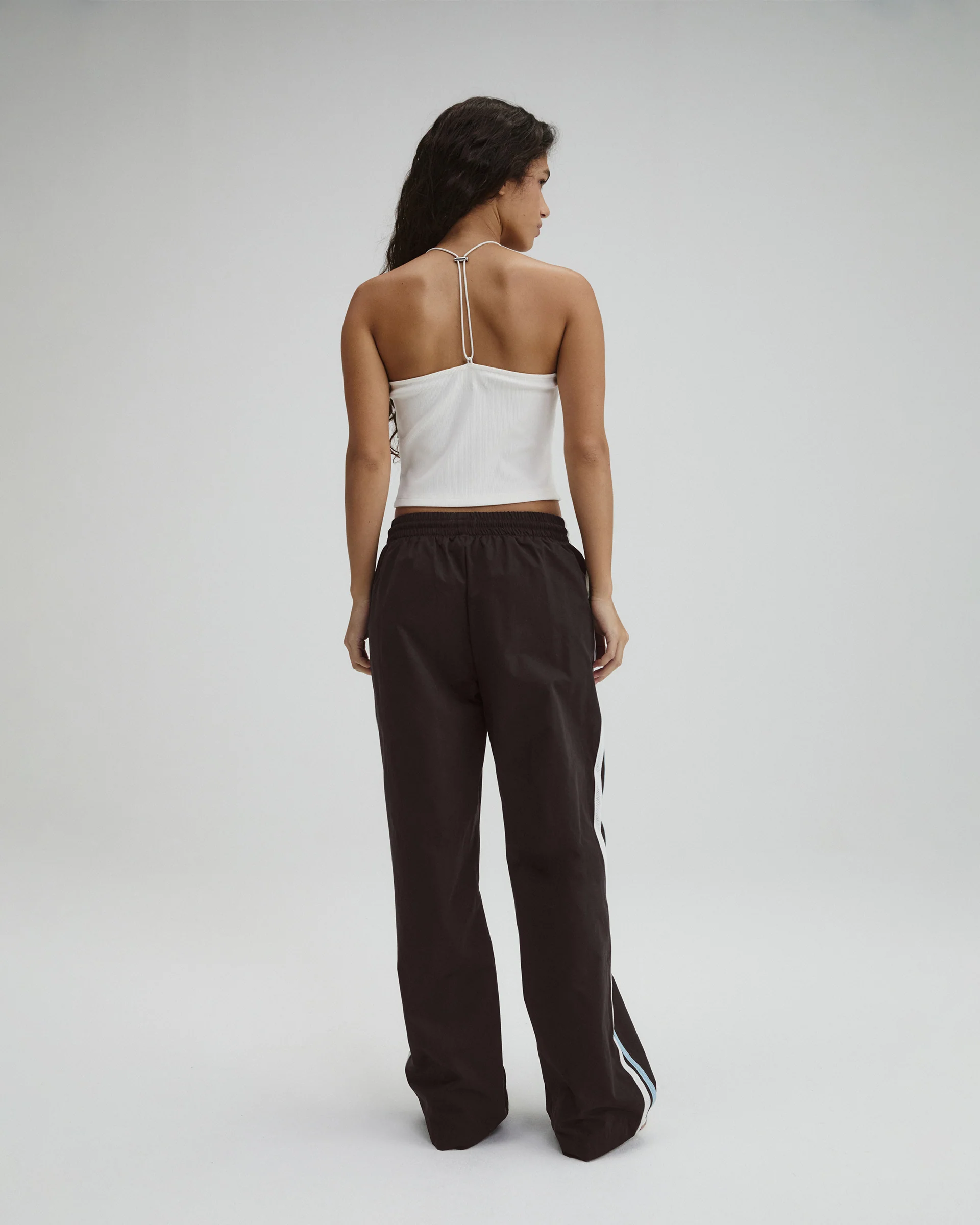 Woven Tape Detail Trousers - Coffee Bean - Image 2